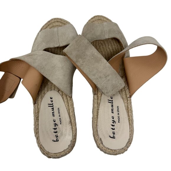 Bettye Muller Beige Suede Espadrille Wedge Sandals strappy Size 41 US 11 Shoes - Picture 5 of 10